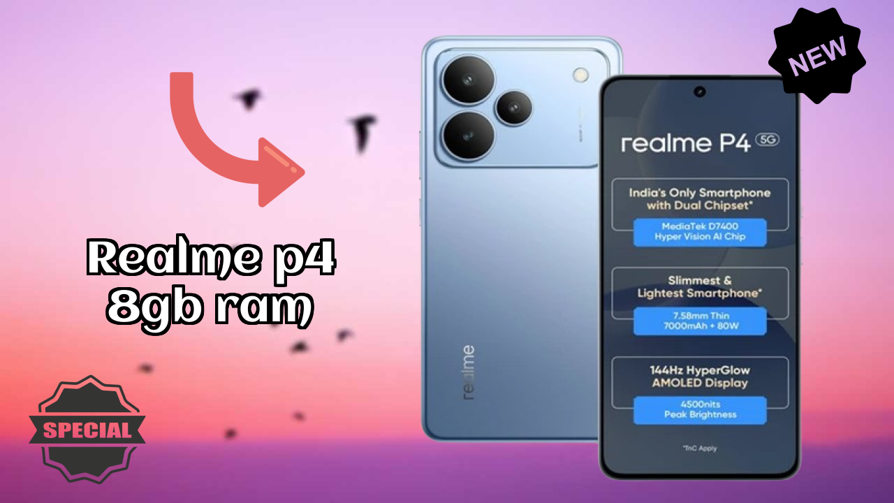 Realme P4 8GB RAM डिस्प्ले साइज़: 6.77 Inches (17.2 Cm) स्क्रीन क्वॉलिटी